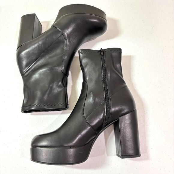 Madden Girl Black Platform Ankle Booties Size 9M Gothic Chunky Y2K 90s Grunge - Picture 3 of 11